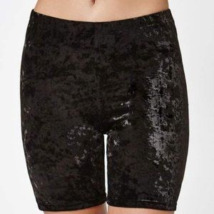 LA Hearts Black Velvet Biker Shorts